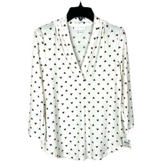 Charter Club Heart-Print Surplice Top Cloud PS - Picture 2 of 2